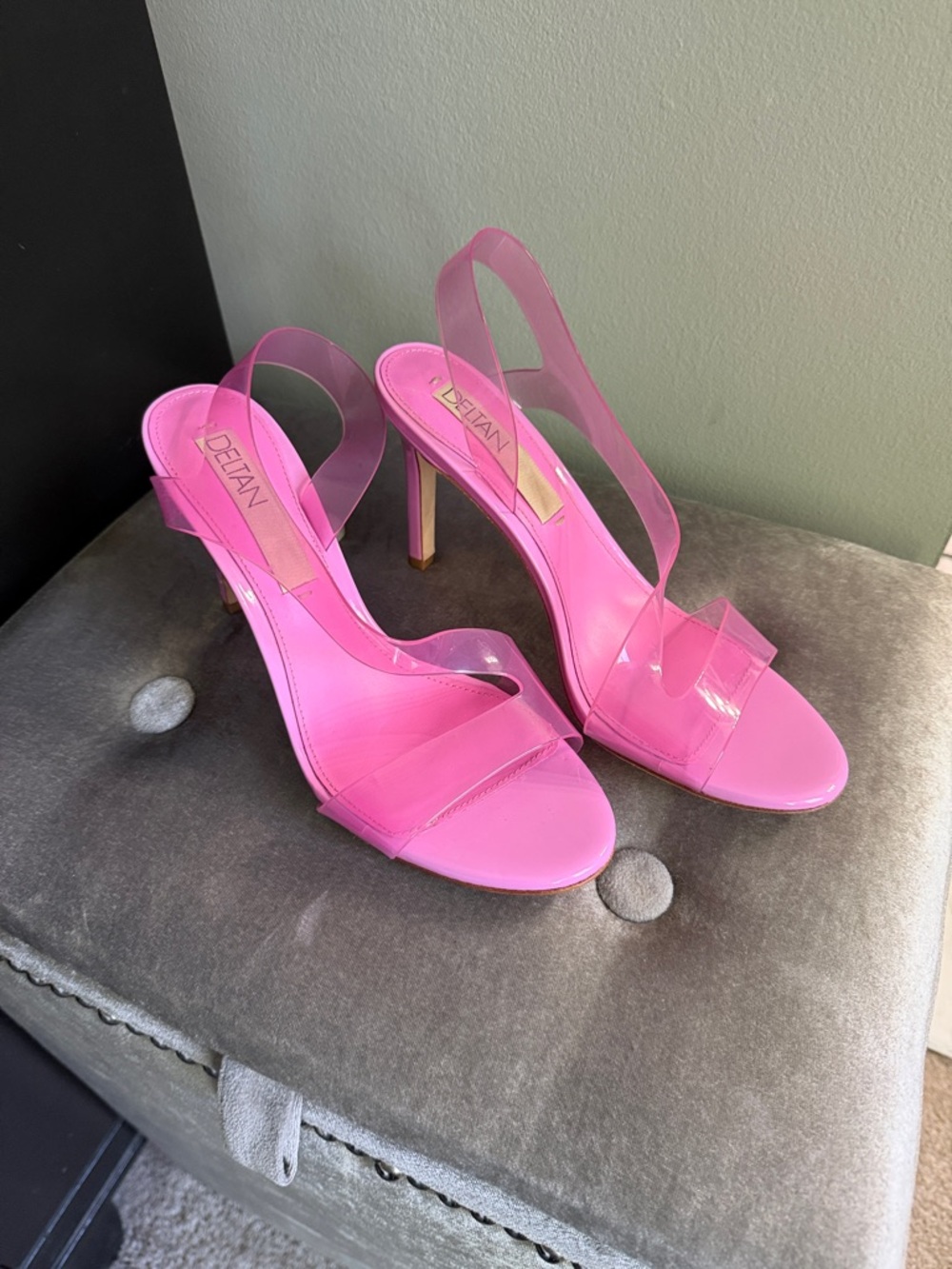 Delta Pink Clear-strap Stiletto Sandals